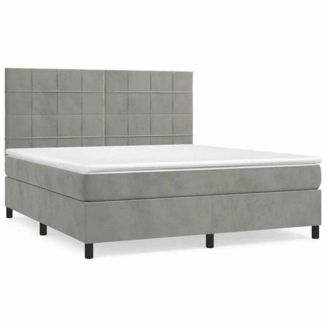 furnicato Bett Boxspringbett mit Matratze Hellgrau 180x200 cm Samt günstig online kaufen