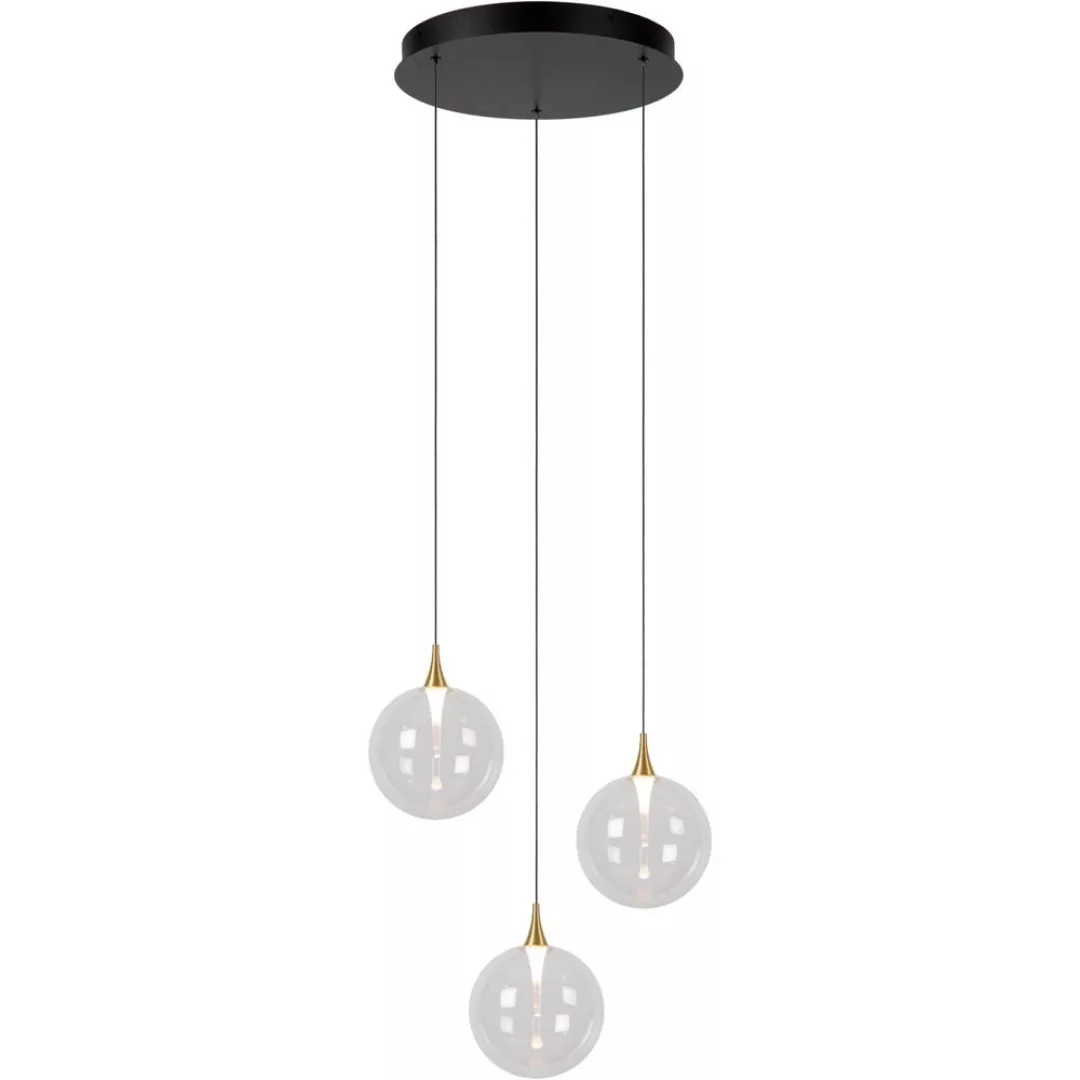 LED Pendelleuchte Gisela in Transparent-milchig und Schwarz-matt 3x 3,6W 10 günstig online kaufen