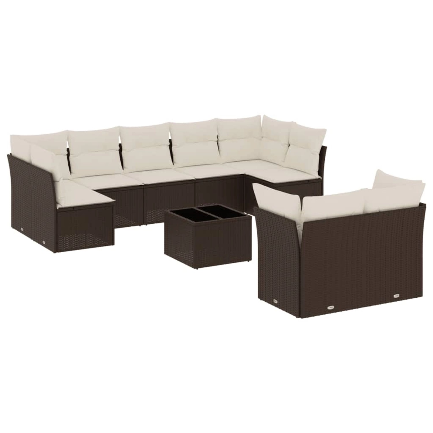 vidaXL 10-Tlg Garten-Sofagarnitur mit Kissen Braun Poly Rattan 3250002 günstig online kaufen
