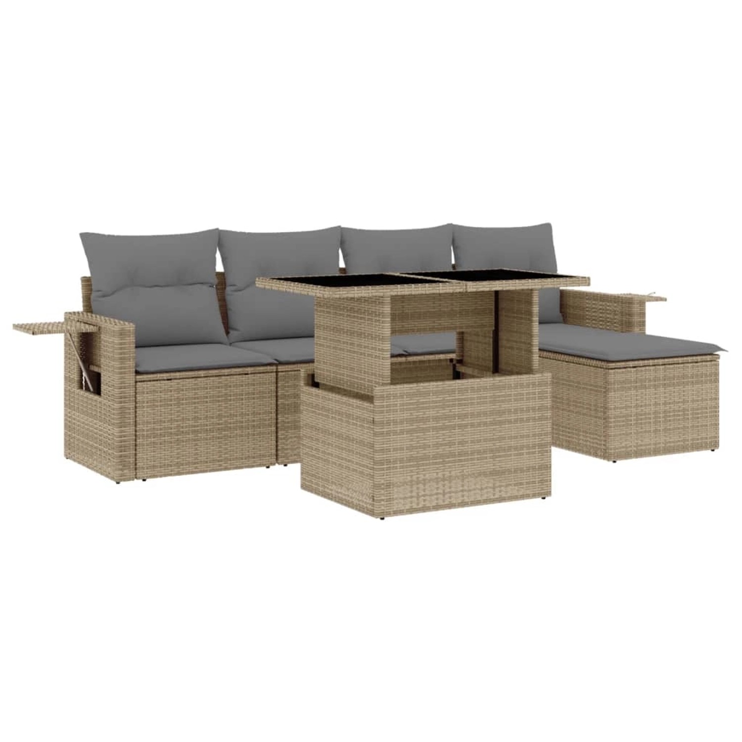 vidaXL 6-tlg Garten-Sofagarnitur mit Kissen Beige Poly Rattan Modell 341 günstig online kaufen