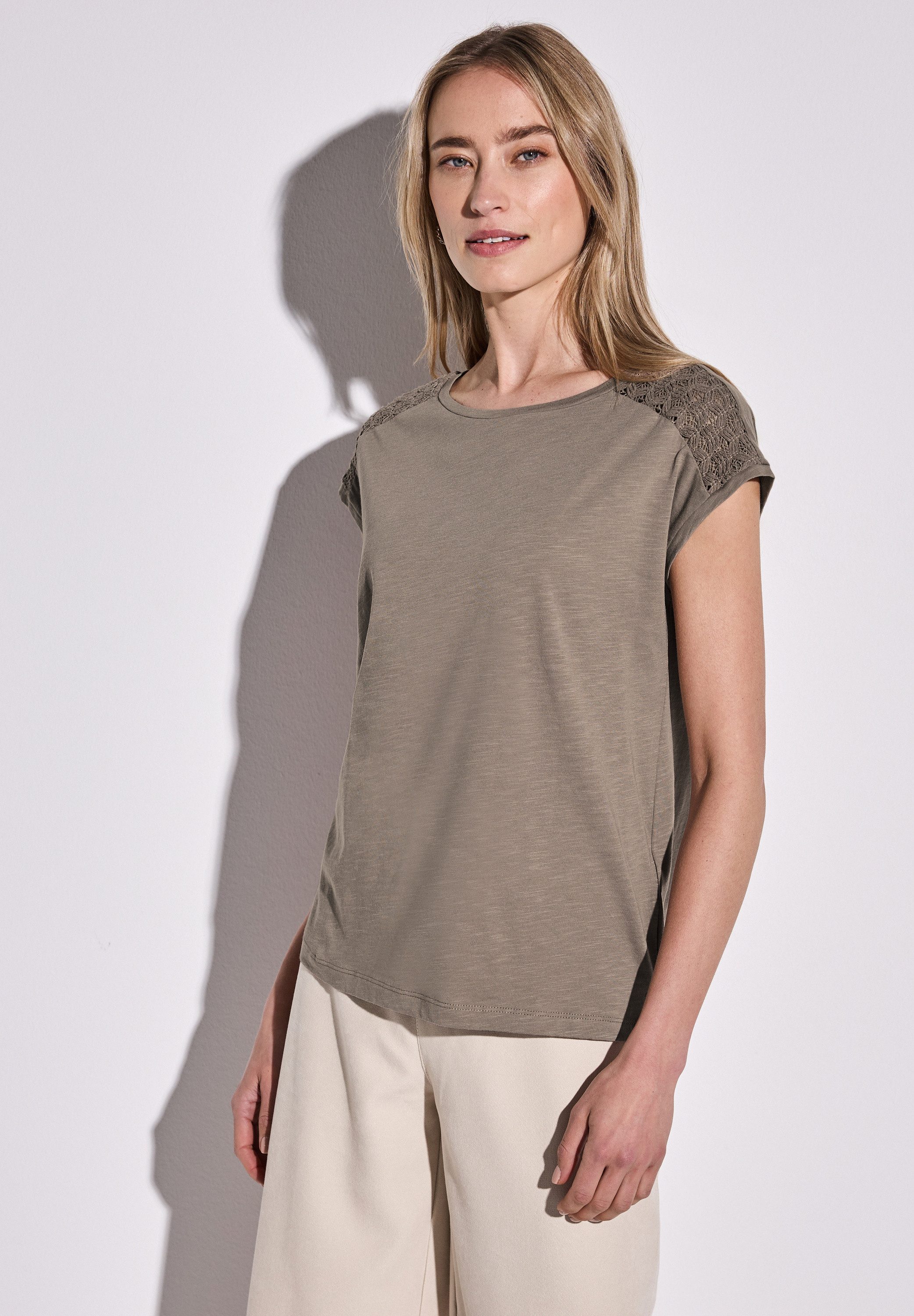 STREET ONE Spitzenshirt, im soften Baumwoll-Mix günstig online kaufen