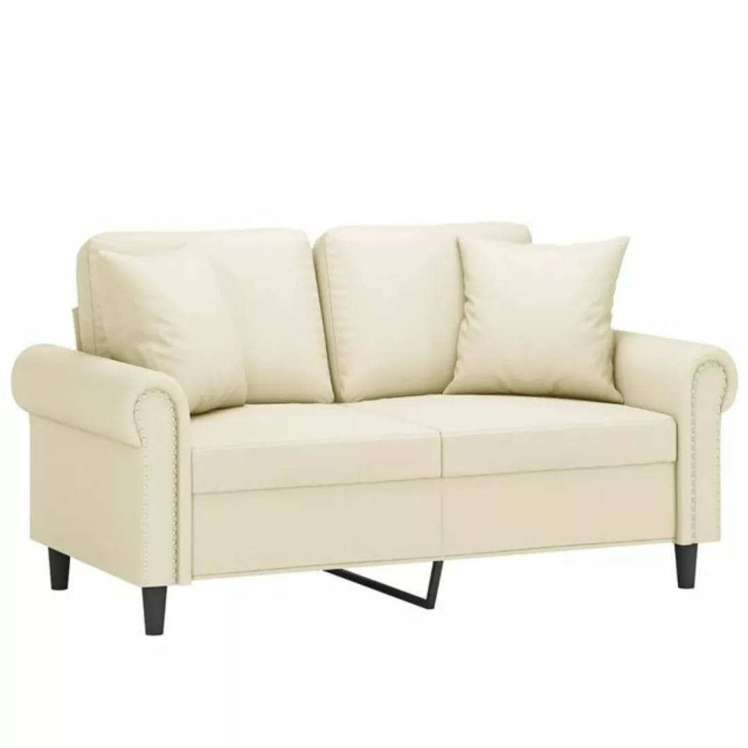 vidaXL Sofa 2-Sitzer-Sofa mit Zierkissen Creme 120 cm Kunstleder günstig online kaufen