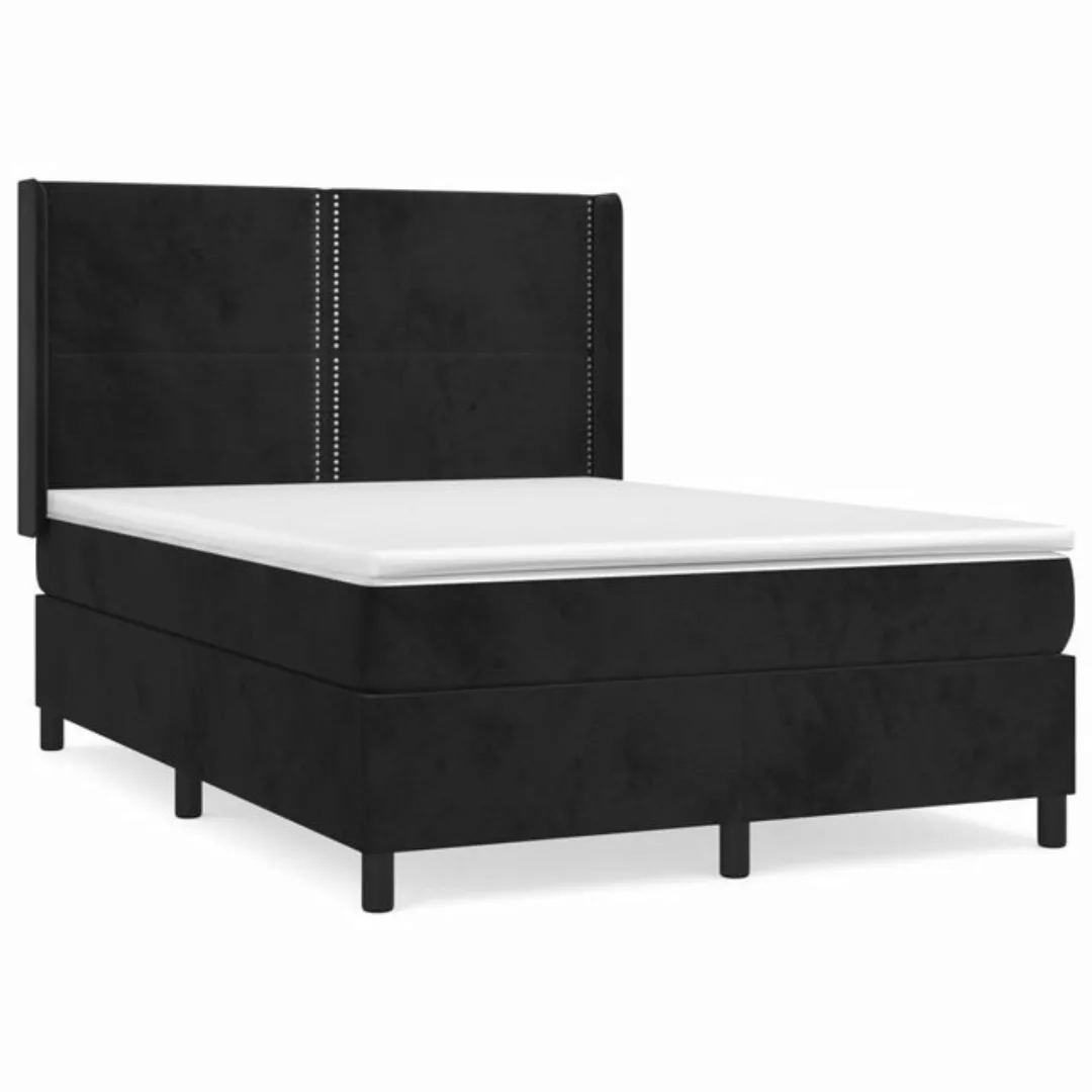 vidaXL Boxspringbett Boxspringbett mit Matratze Schwarz 140x200 cm Samt Bet günstig online kaufen