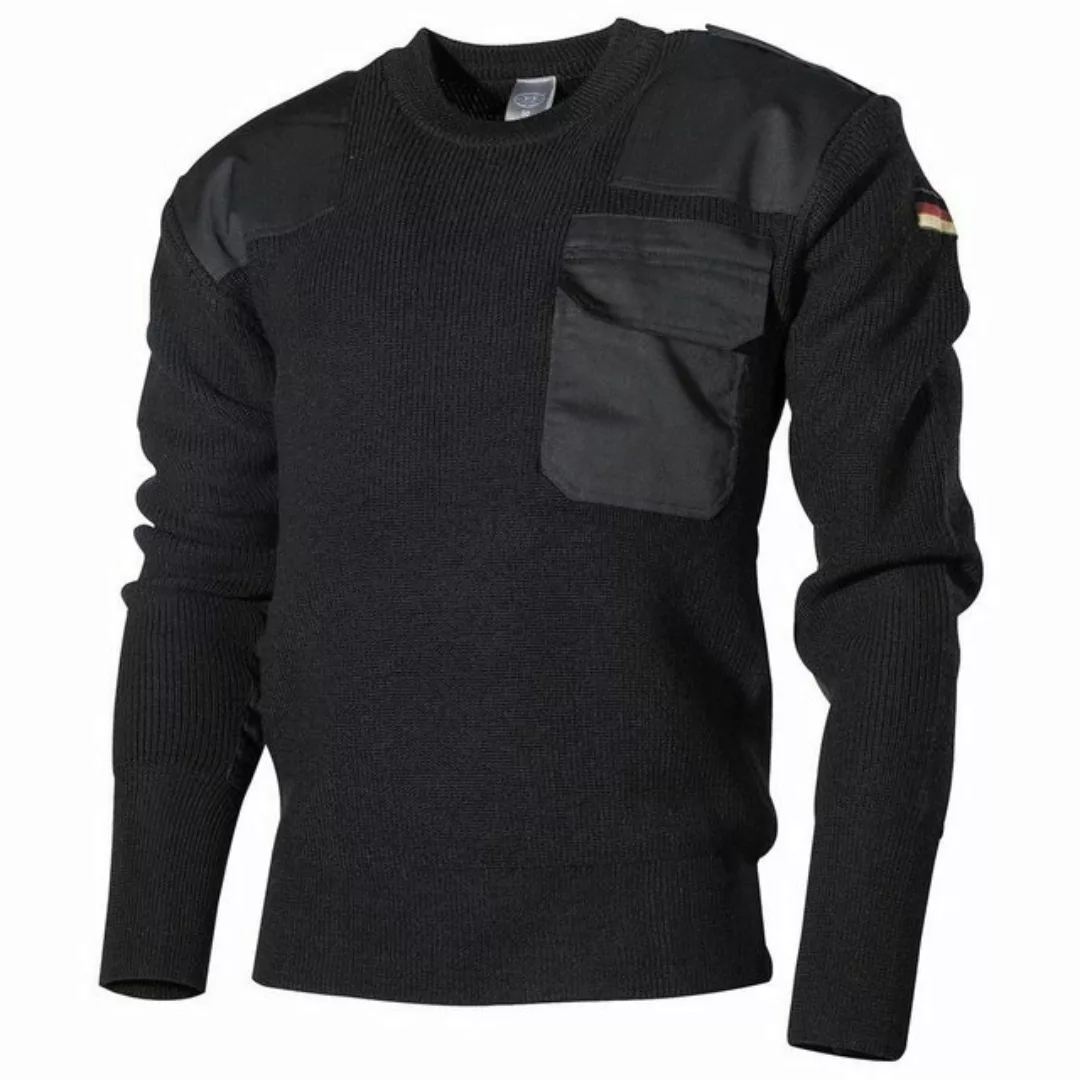 MFH Rundhalspullover Bundeswehr Pullover, mit Brusttasche, schwarz 48 günstig online kaufen