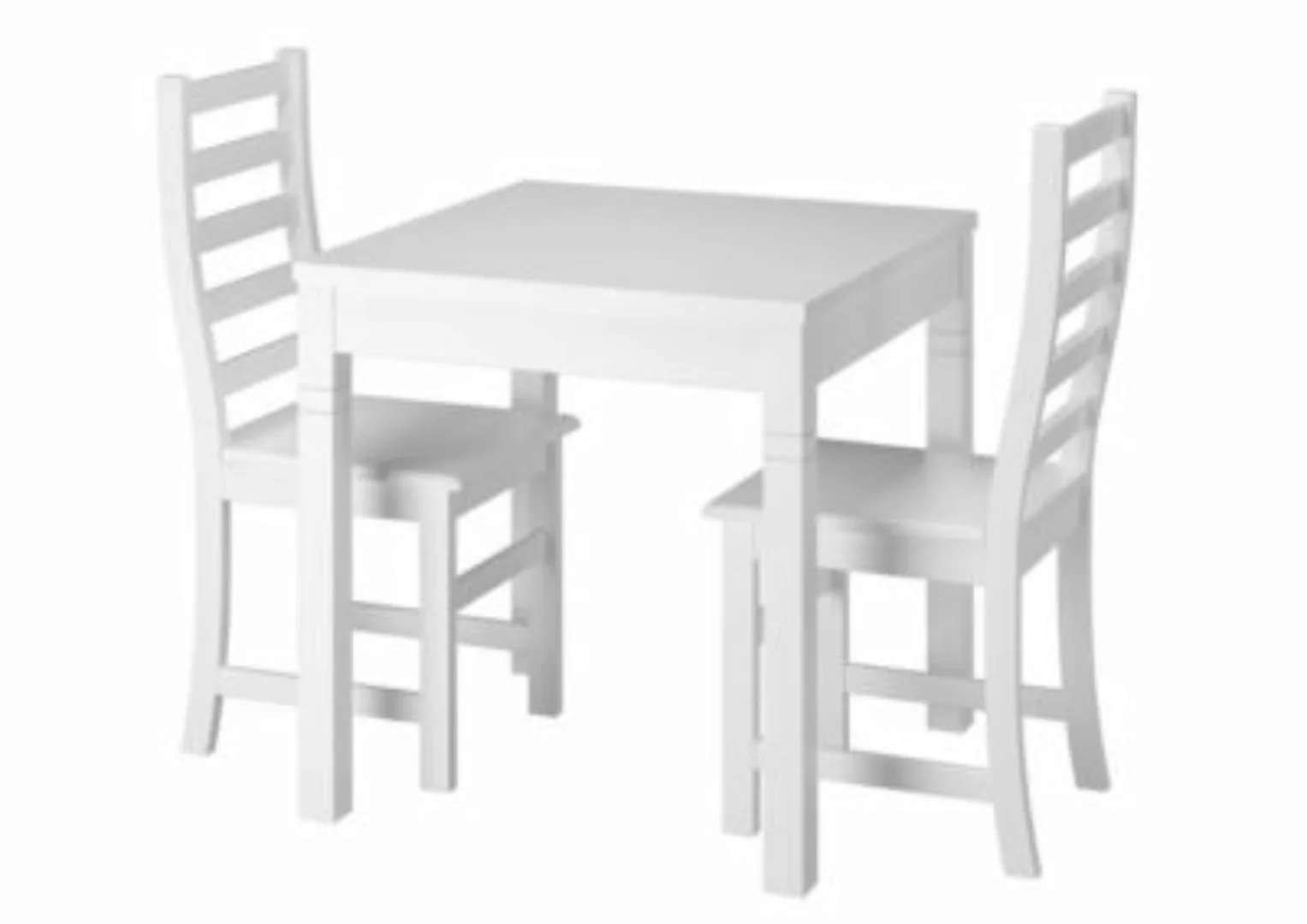 Erst-Holz® Moderne weiße Essgruppe mit Tisch und 2 Stühle Kiefer Massivholz günstig online kaufen
