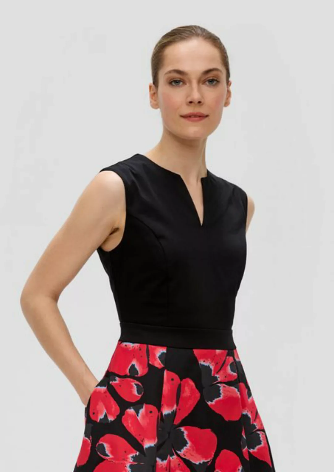 s.Oliver BLACK LABEL Minikleid Floral gemustertes Kleid mit Tunika-Ausschni günstig online kaufen