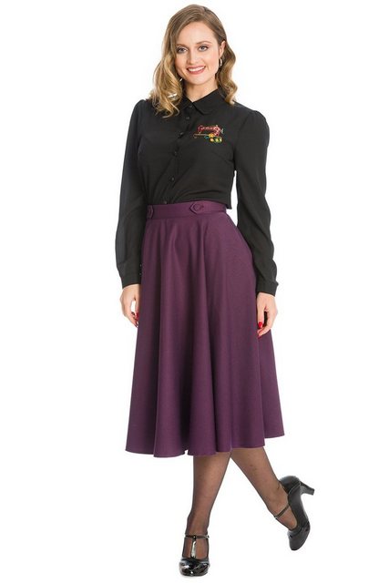 Banned A-Linien-Rock Di Di Plain Lila Retro Vintage Swing Skirt günstig online kaufen