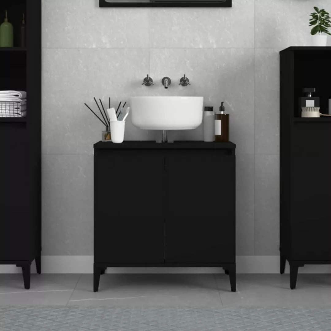 vidaXL Badezimmerspiegelschrank Waschbeckenunterschrank Schwarz 58x33x60 cm günstig online kaufen