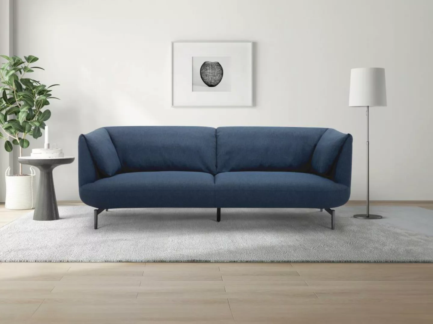 Sofa 3-Sitzer - Stoff - Blau - ANGELINA günstig online kaufen