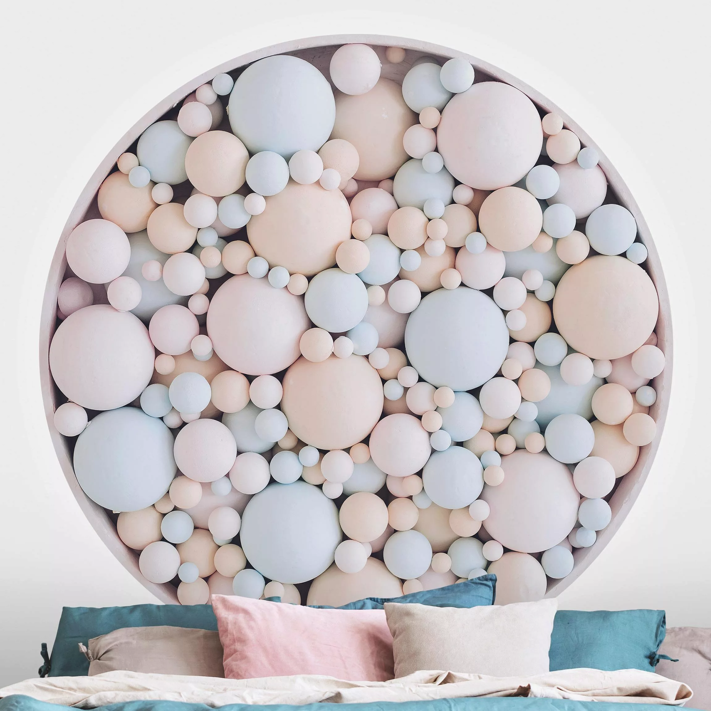 Bilderwelten Runde Tapete selbstklebend Kinderzimmer Zarte Kreiskomposition günstig online kaufen