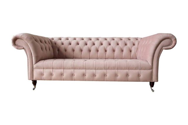 JVmoebel Sofa Chesterfield 3 Sitzer Rosa Design Couchen Polster Sofas Stoff günstig online kaufen