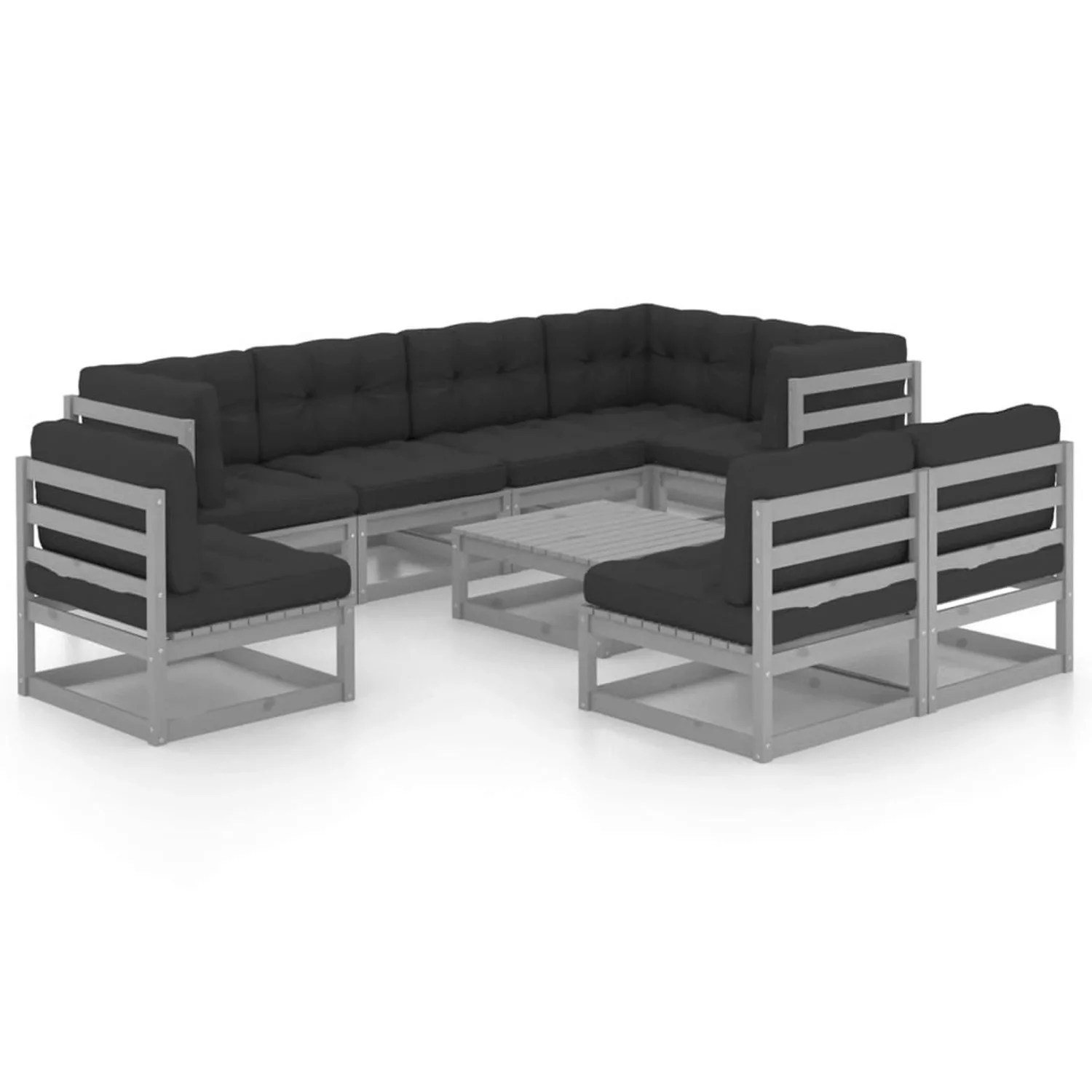 9-tlg. Garten-lounge-set Mit Kissen Kiefer Massivholz günstig online kaufen