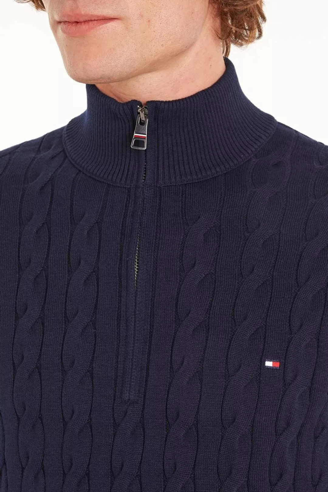 Tommy Hilfiger Half Zip Pullover Cable Navy - Größe XXL günstig online kaufen