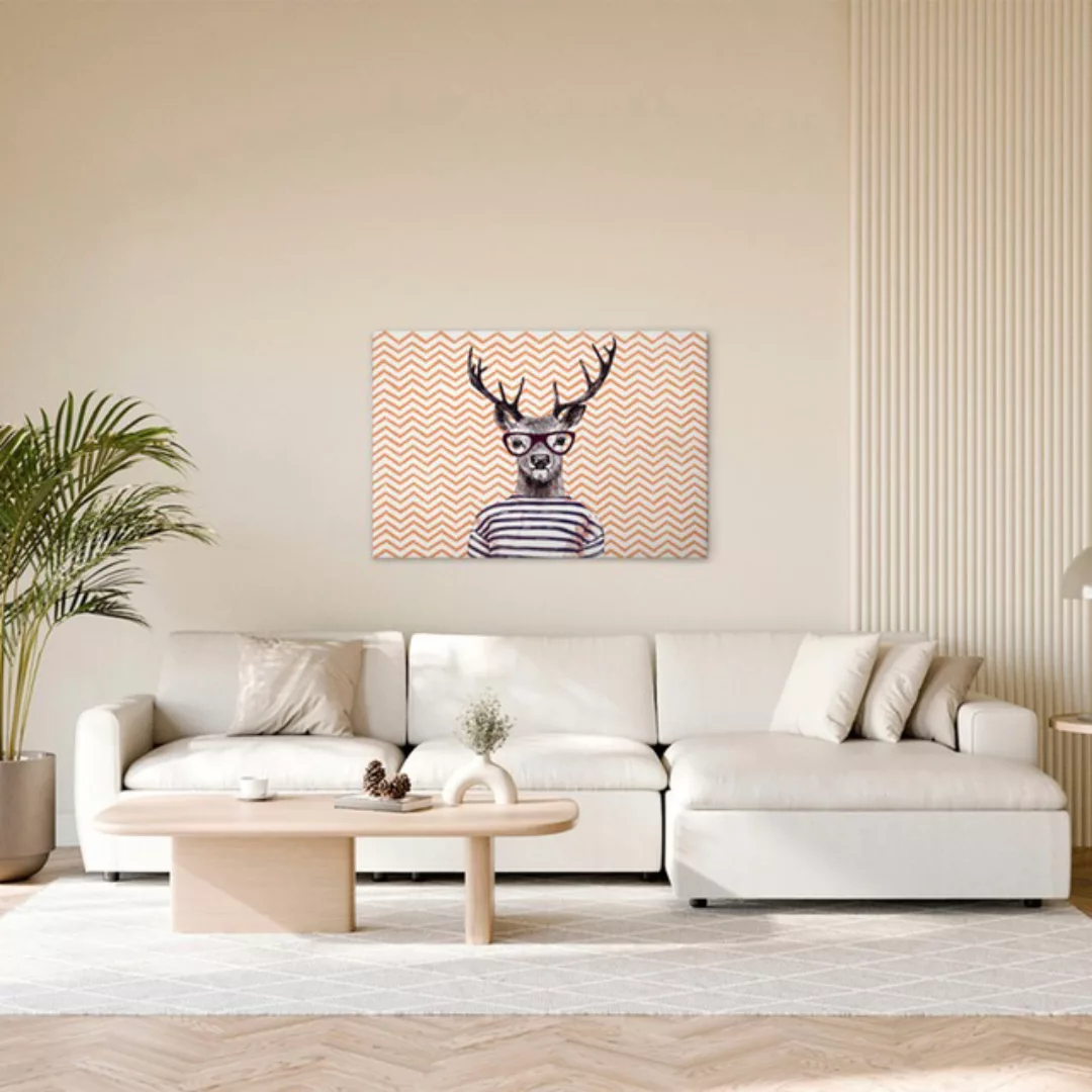 A.S. Création Leinwandbild "Modern Deer 2 - Wandbild Braun Orange Keilrahme günstig online kaufen