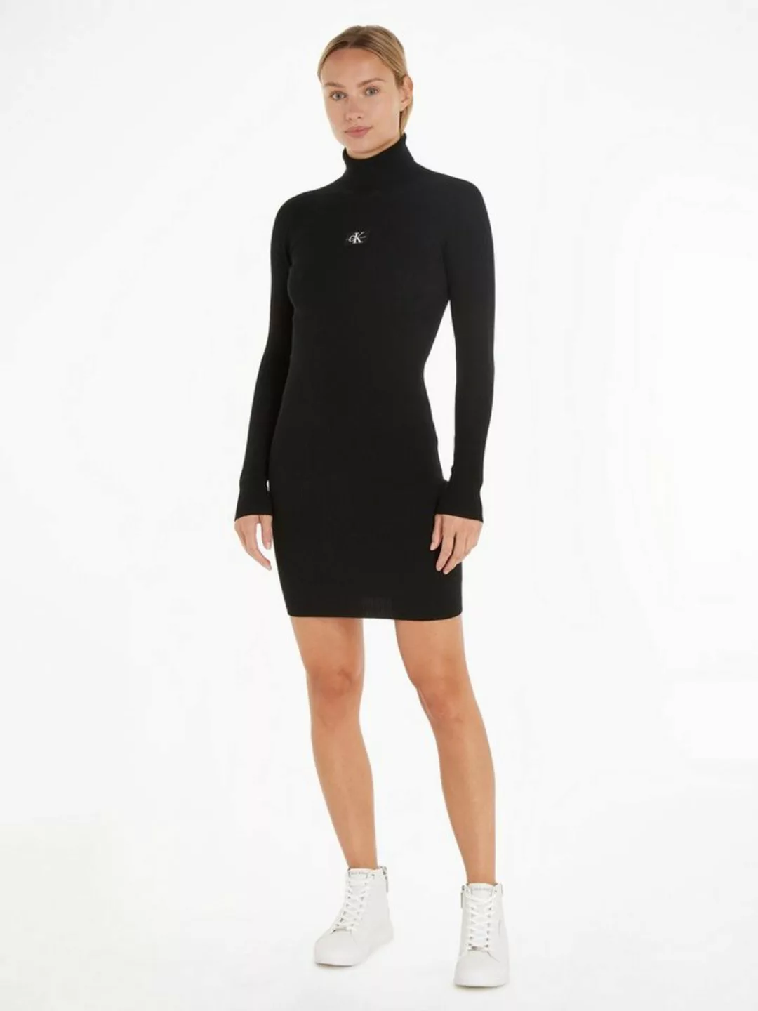 Calvin Klein Jeans Strickkleid BADGE ROLL NECK SWEATER DRESS günstig online kaufen