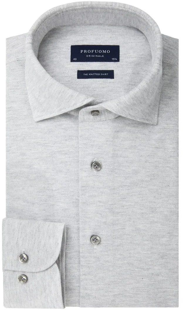 Profuomo Hemd Knitted Slim Fit Grau - Größe 41 günstig online kaufen