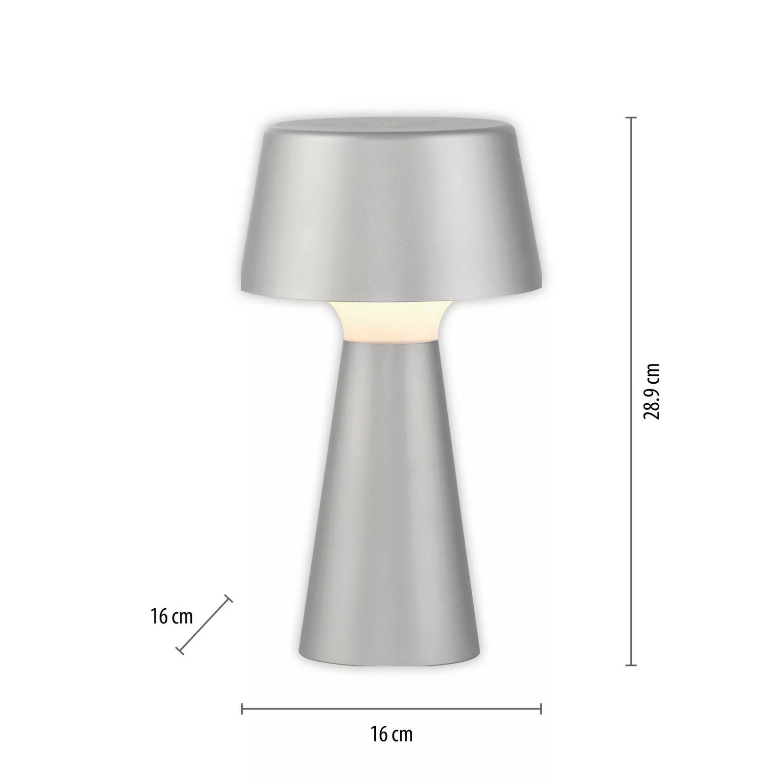 Just Light. LED-Akku-Tischleuchte Abera Silber 28,9 cm x Ø 16 cm günstig online kaufen