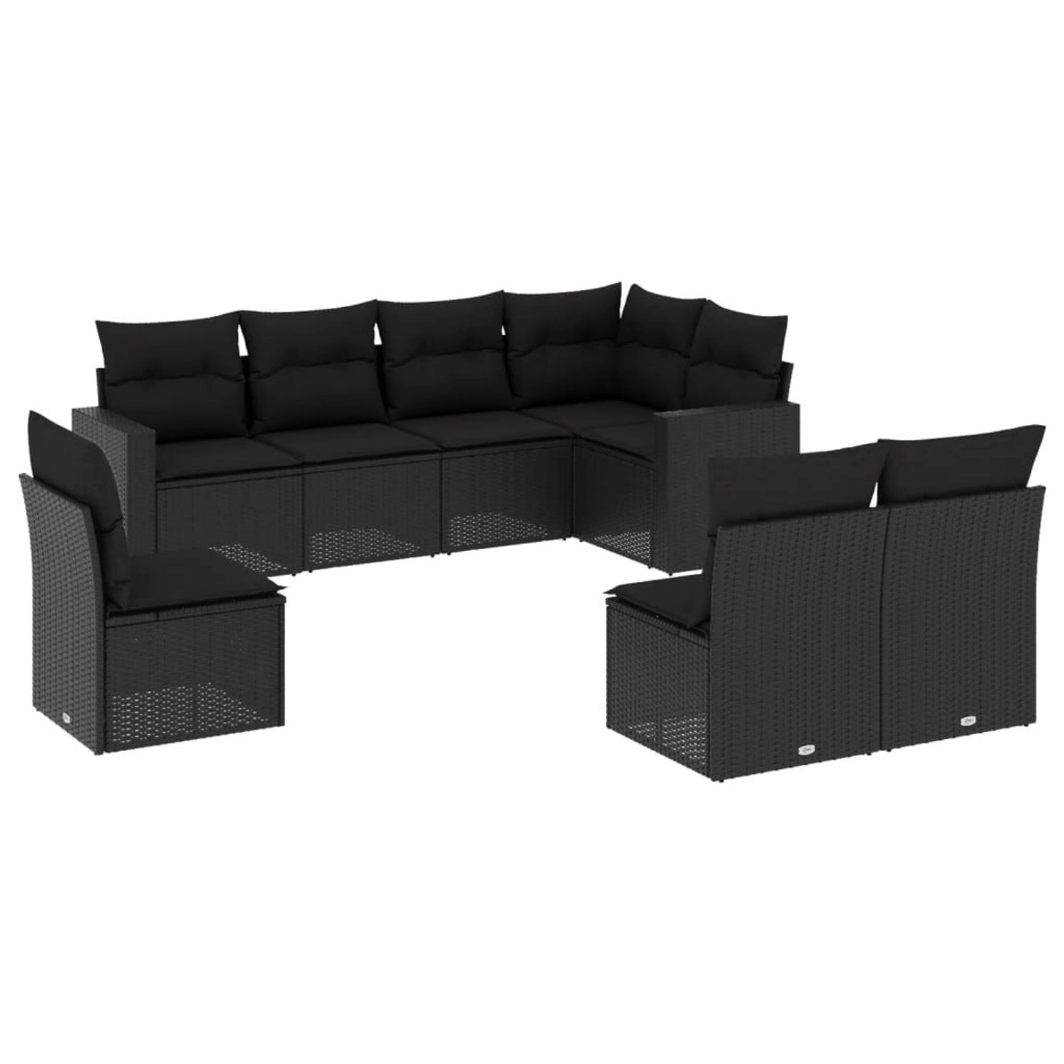 vidaXL 8-tlg Garten-Sofagarnitur mit Kissen Schwarz Poly Rattan Modell 31 günstig online kaufen