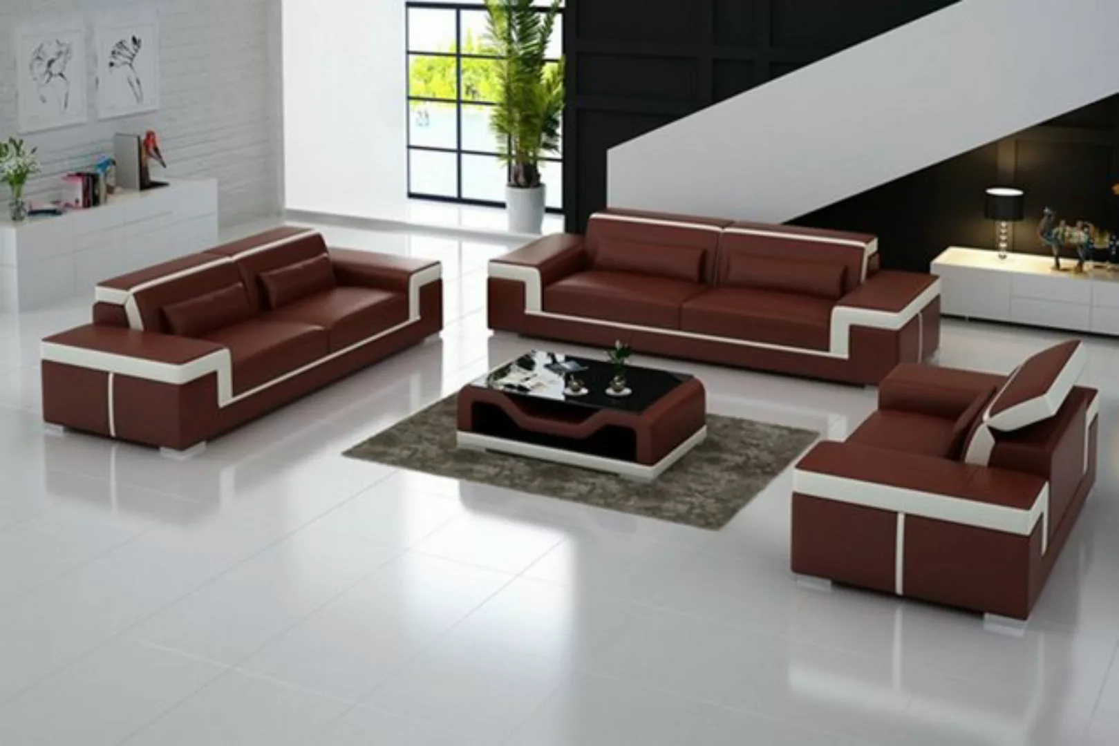 JVmoebel Sofa Schwarze Couchgarnitur 3+1+1 Moderne Sofas Polstermöbel Desig günstig online kaufen