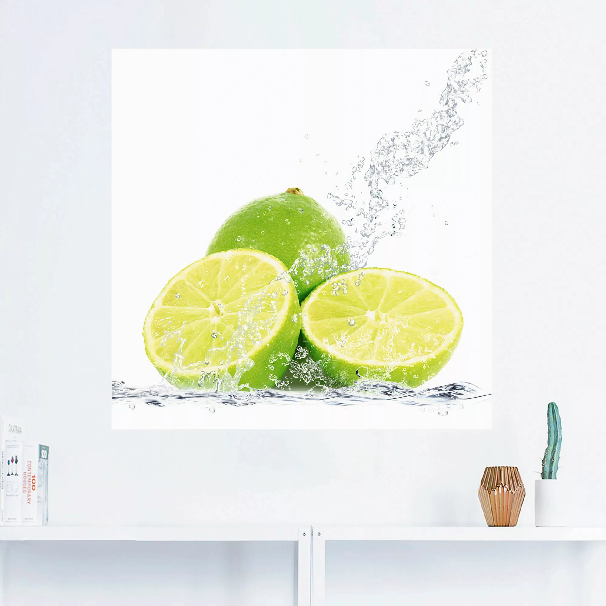 Artland Wandbild "Limette mit Spritzwasser", Lebensmittel, (1 St.), als Lei günstig online kaufen
