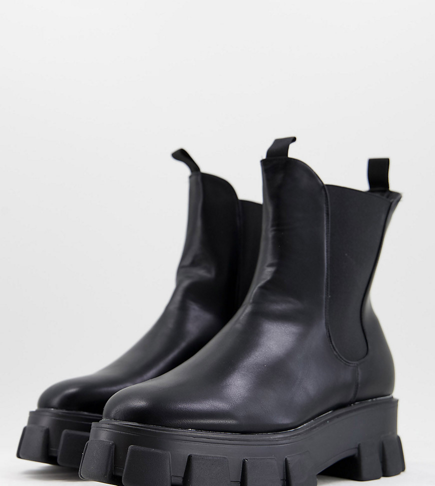 Truffle Collection Wide Fit – Wadenhohe, sehr robuste Chelsea-Boots aus Kun günstig online kaufen