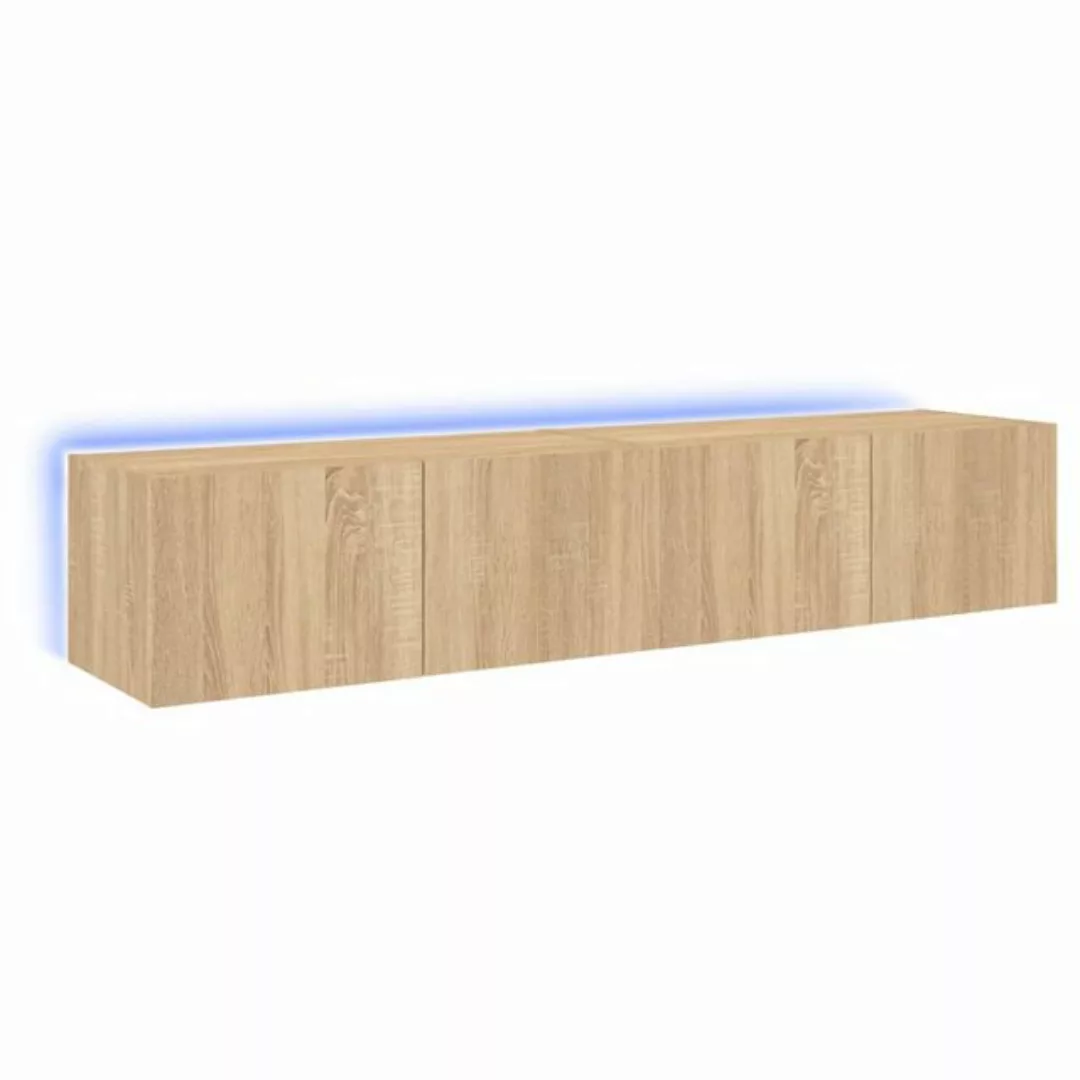 vidaXL TV-Schrank 2tlg TV Lowboard Hängeschrank Wandschrank mit LED Leuchte günstig online kaufen