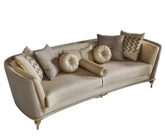 Xlmoebel Sofa Neu Luxus Beige Stoffsofa für drei Personen - Dreisitzer-Couc günstig online kaufen