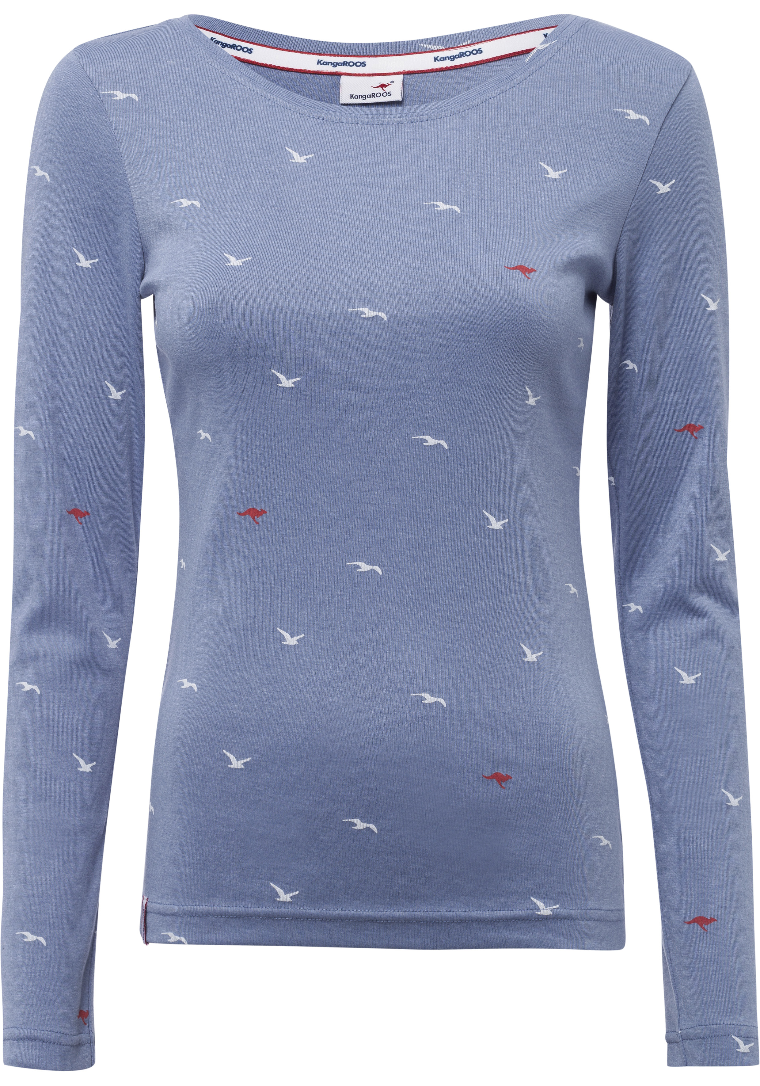 KangaROOS Langarmshirt, mit süßem Pünktchen, Vogel und Anker Allover-Print günstig online kaufen