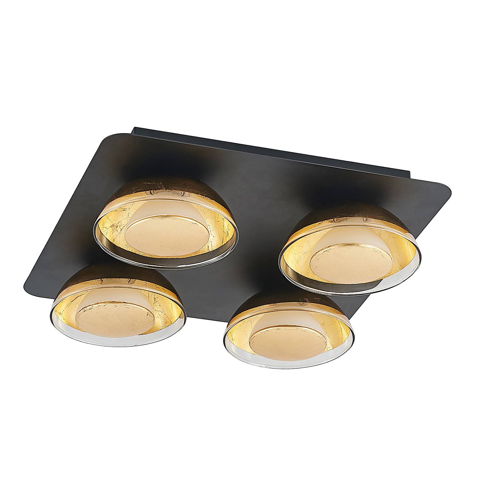 Lindby Erin LED-Deckenlampe schwarz/gold 4fl quad. günstig online kaufen