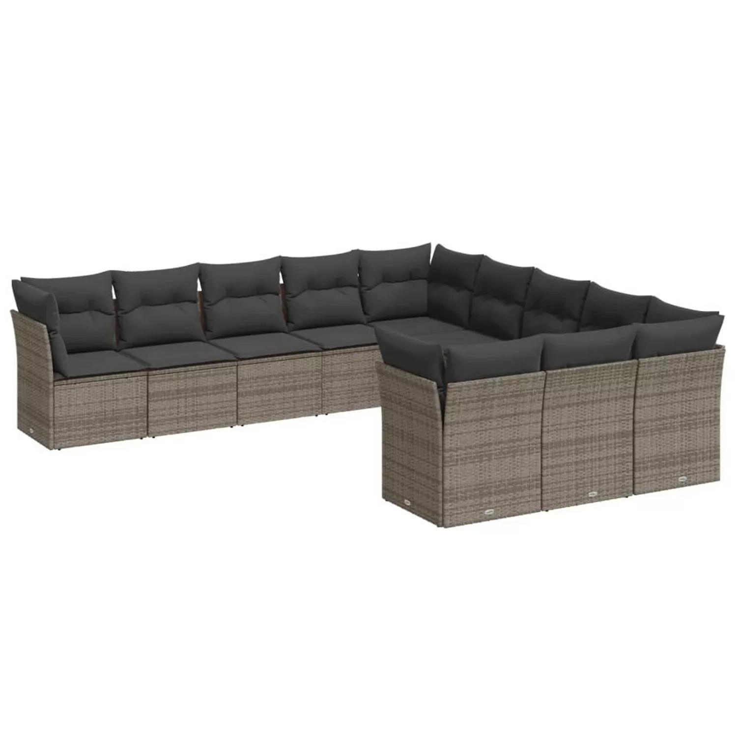 vidaXL 11-tlg Garten-Sofagarnitur mit Kissen Grau Poly Rattan Modell 32 günstig online kaufen