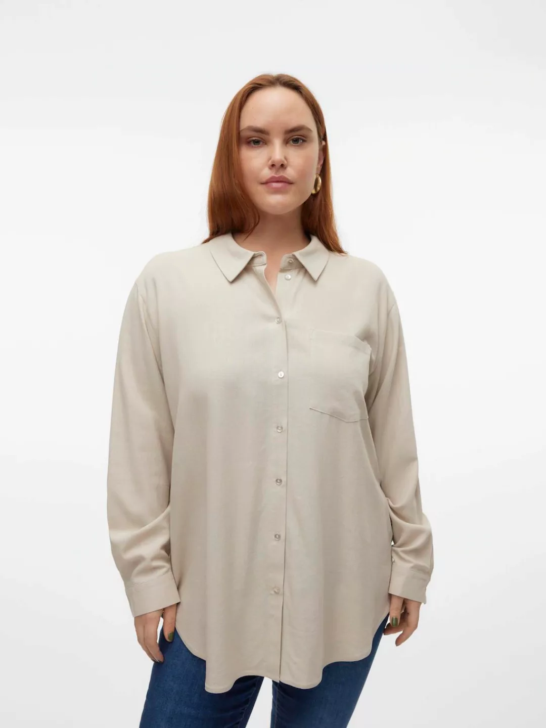 Vero Moda Curve Hemdbluse "VMCMYMILO LS SHIRT WVN GA NOOS CUR" günstig online kaufen