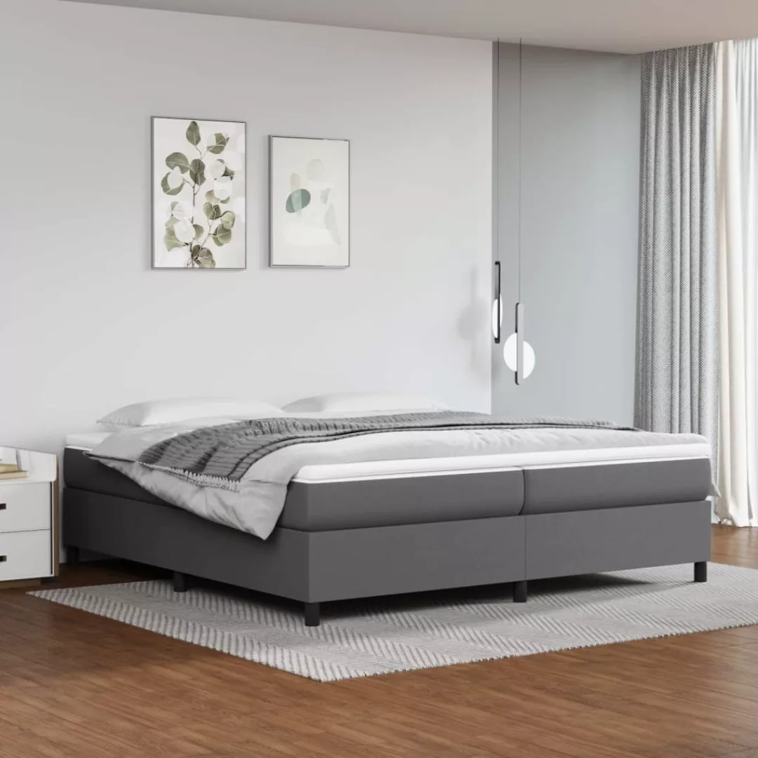 Vidaxl Boxspringbett Mit Matratze Grau 200x200 Cm Kunstleder günstig online kaufen