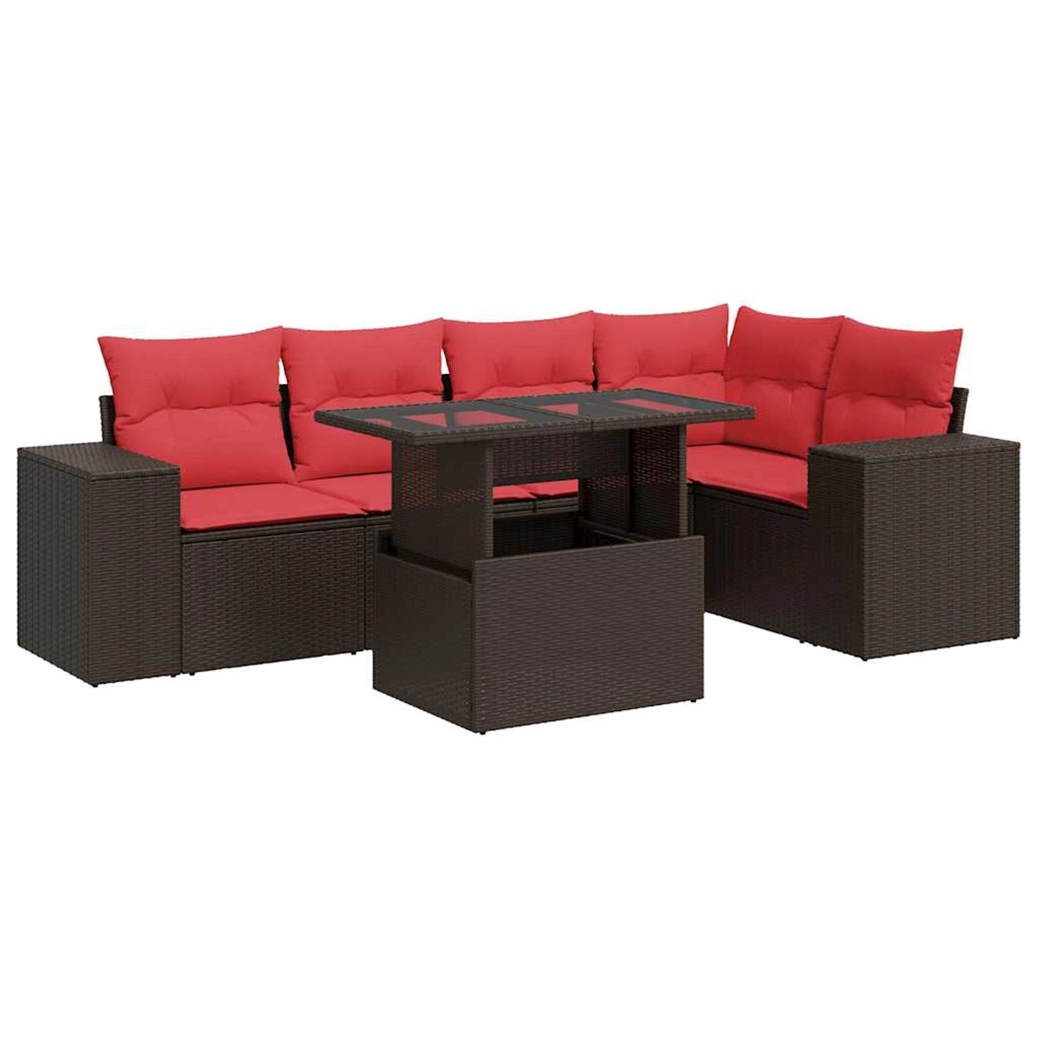 vidaXL 6-Tlg Garten-Sofagarnitur mit Kissen Braun Poly Rattan Akazie 332680 günstig online kaufen