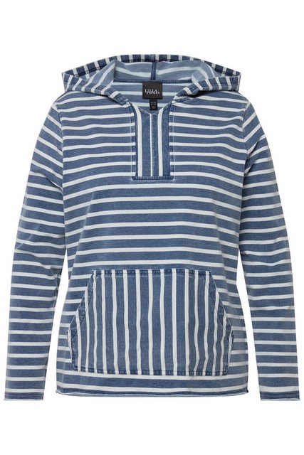 Ulla Popken Hoodie Hoodie Streifen Knebelknöpfe Kapuze Langarm günstig online kaufen