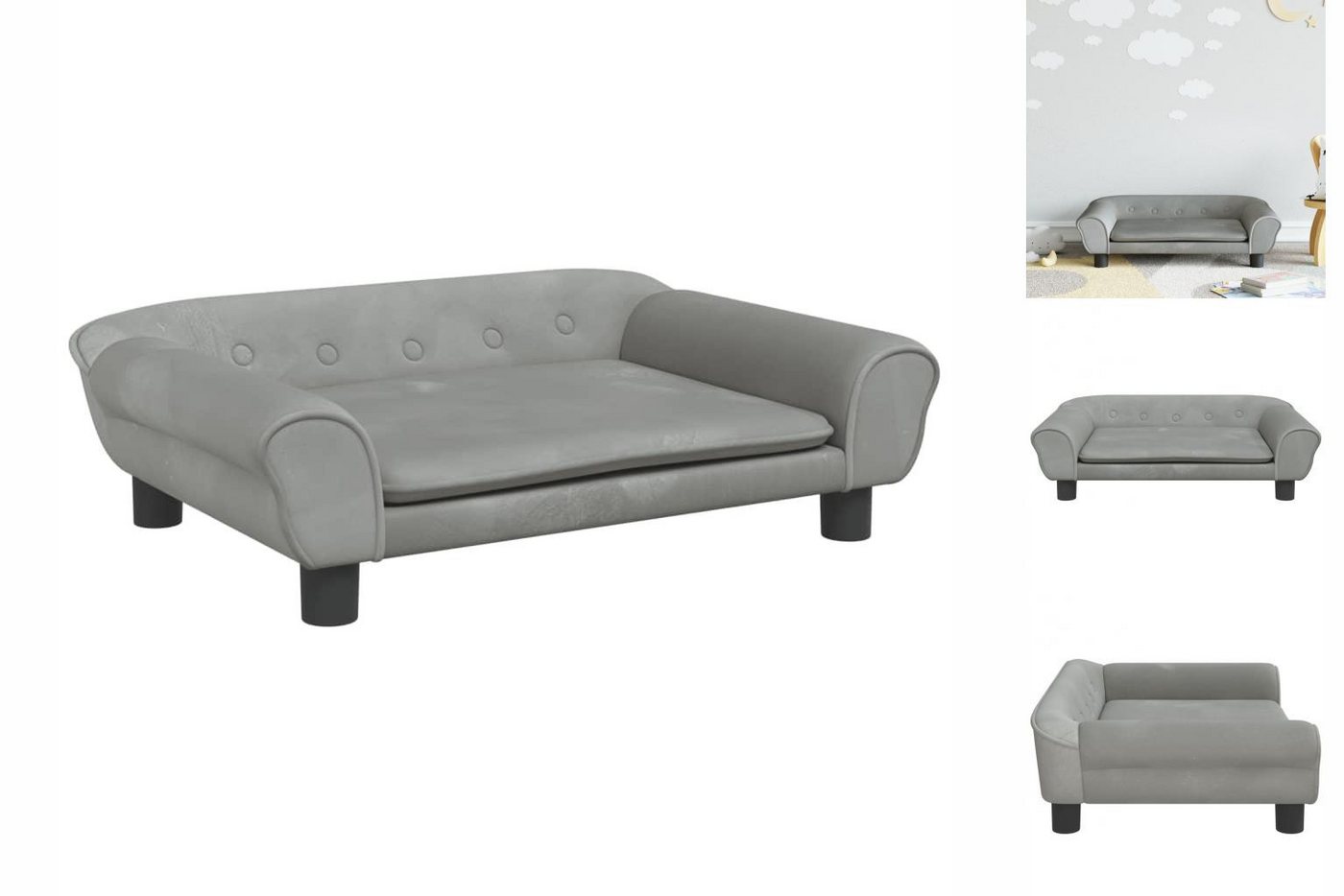 vidaXL Kindersofa Kindersofa Hellgrau 70x45x26 cm Samt Kindercouch Kindermö günstig online kaufen