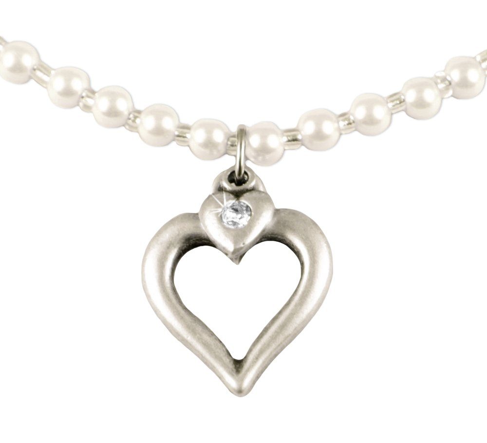 LUISIA® Perlenkette Halskette Eva mit Herzanhänger günstig online kaufen