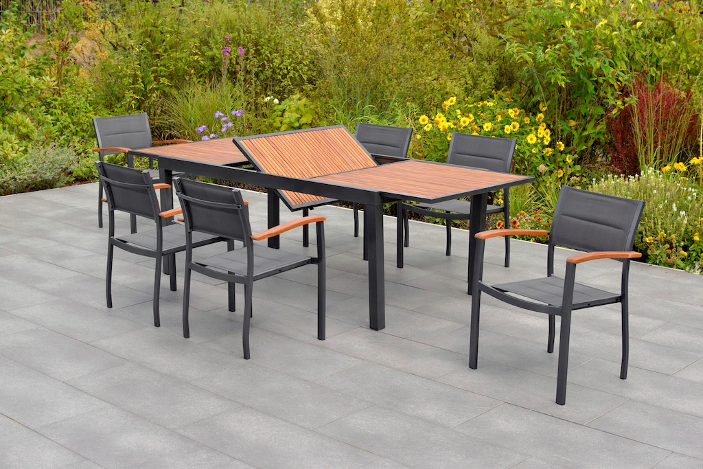 MERXX Garten-Essgruppe ""Paxos"", (Set, 7 tlg., Gepadded, pulverbeschichtet günstig online kaufen