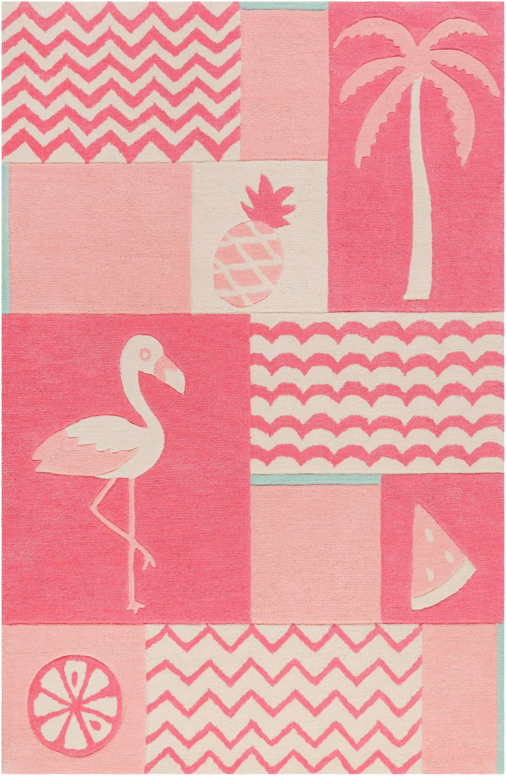 SMART KIDS Kinderteppich »Fruity Flamingo«, rechteckig, Flamingos Palmen, K günstig online kaufen