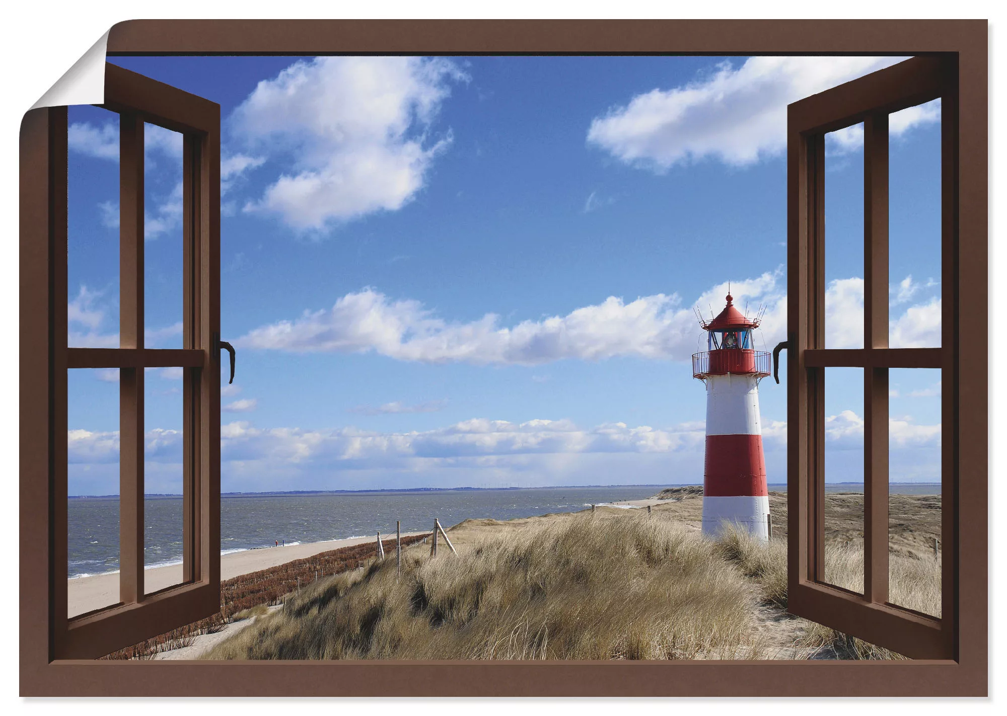 Artland Wandbild "Fensterblick - Leuchtturm Sylt", Fensterblick, (1 St.), a günstig online kaufen