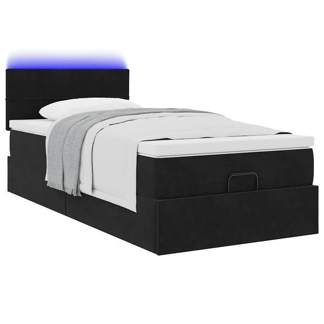 vidaXL Bett Ottoman-Bett mit Matratze & LEDs Schwarz 80x200 cm Samt günstig online kaufen