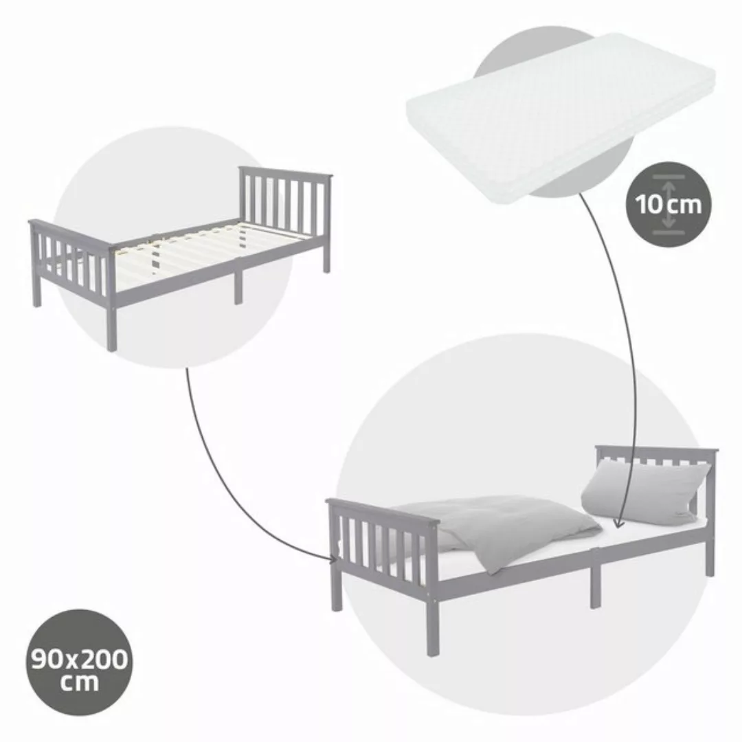 ML-DESIGN Bettgestell Holzbett Matratze Bettgestell Einzelbett Kinderbett J günstig online kaufen