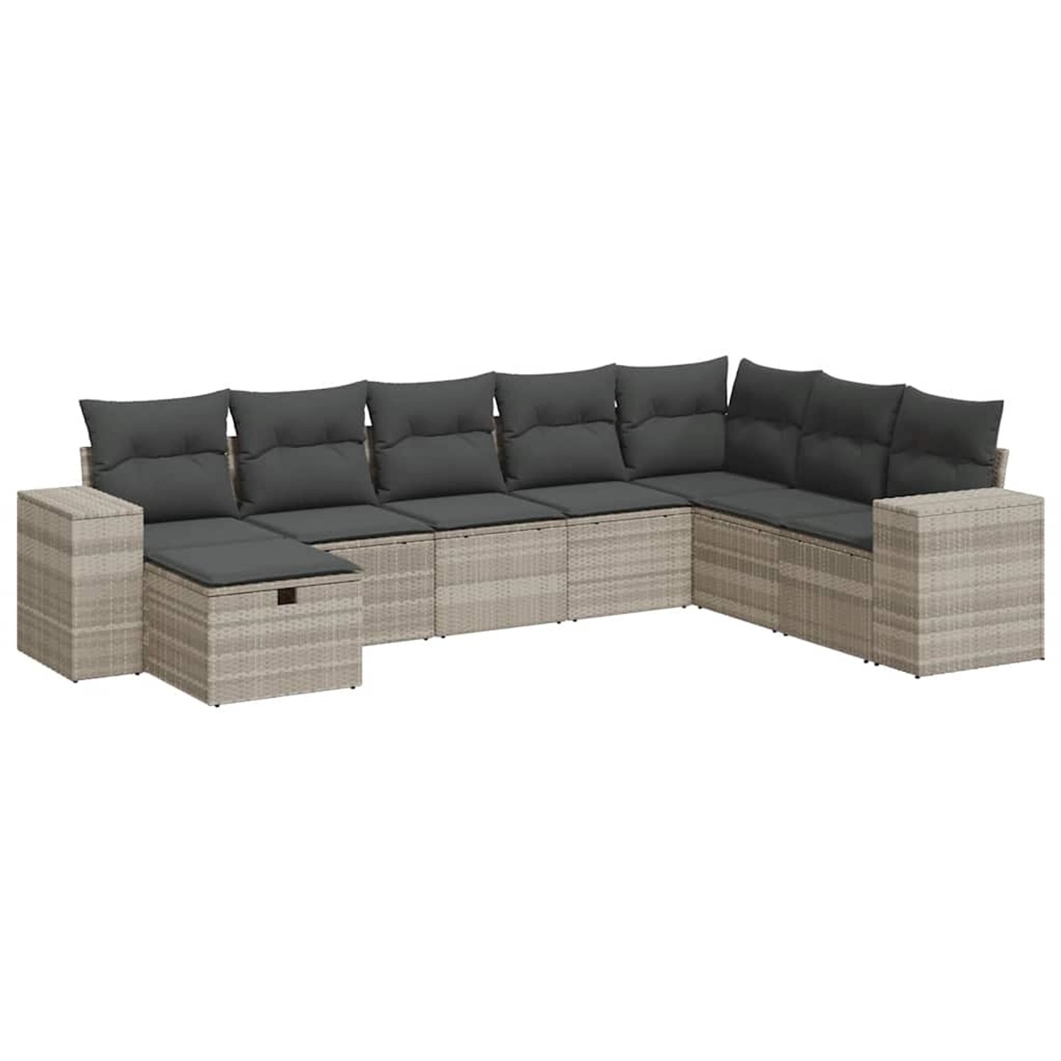 vidaXL 8-Tlg Garten-Sofagarnitur mit Kissen Hellgrau Poly Rattan 3325738 günstig online kaufen
