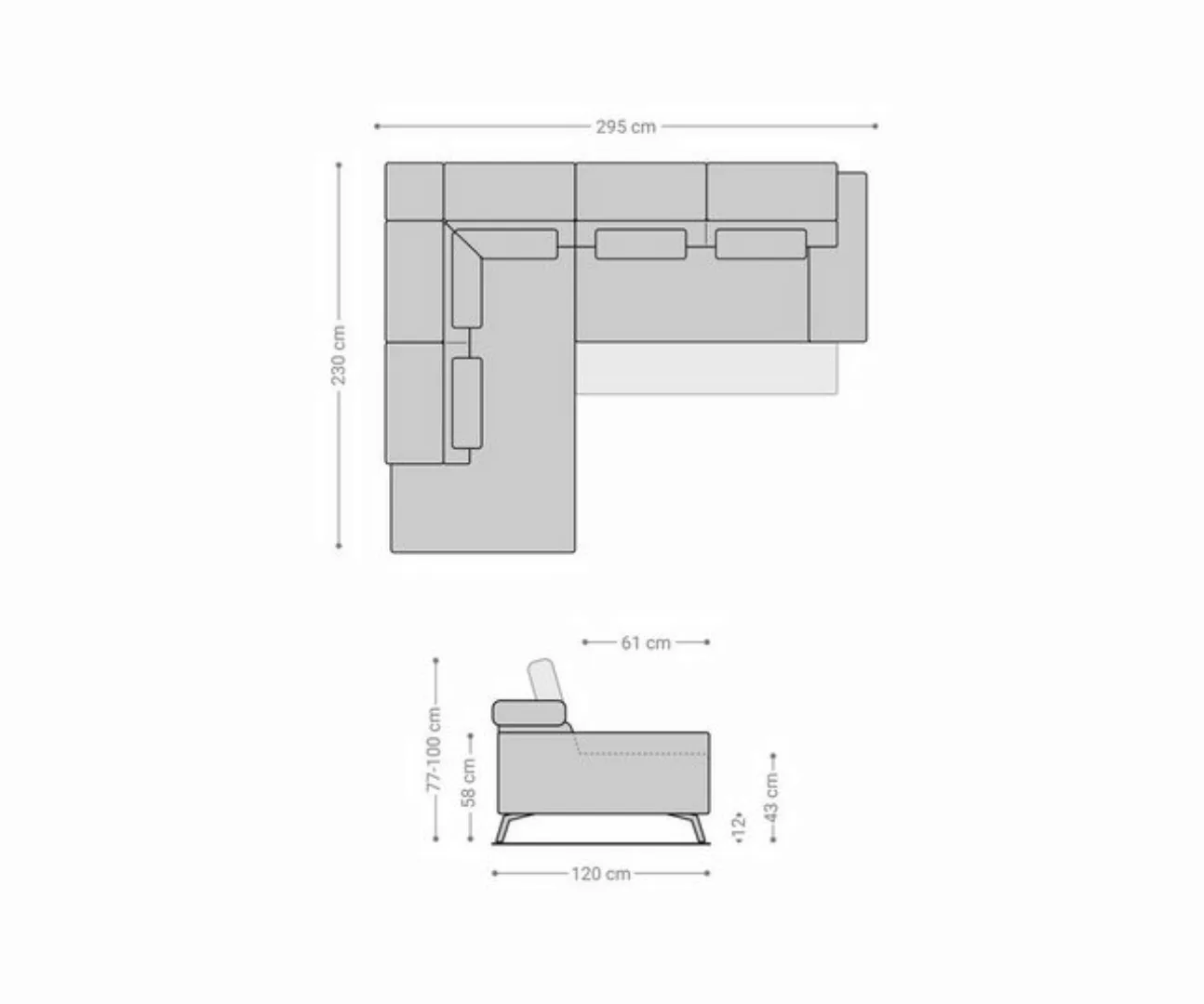 DELIFE Ecksofa Catan, Mikrofaser Anthrazit 295x230 Ottomane links Relaxfunk günstig online kaufen