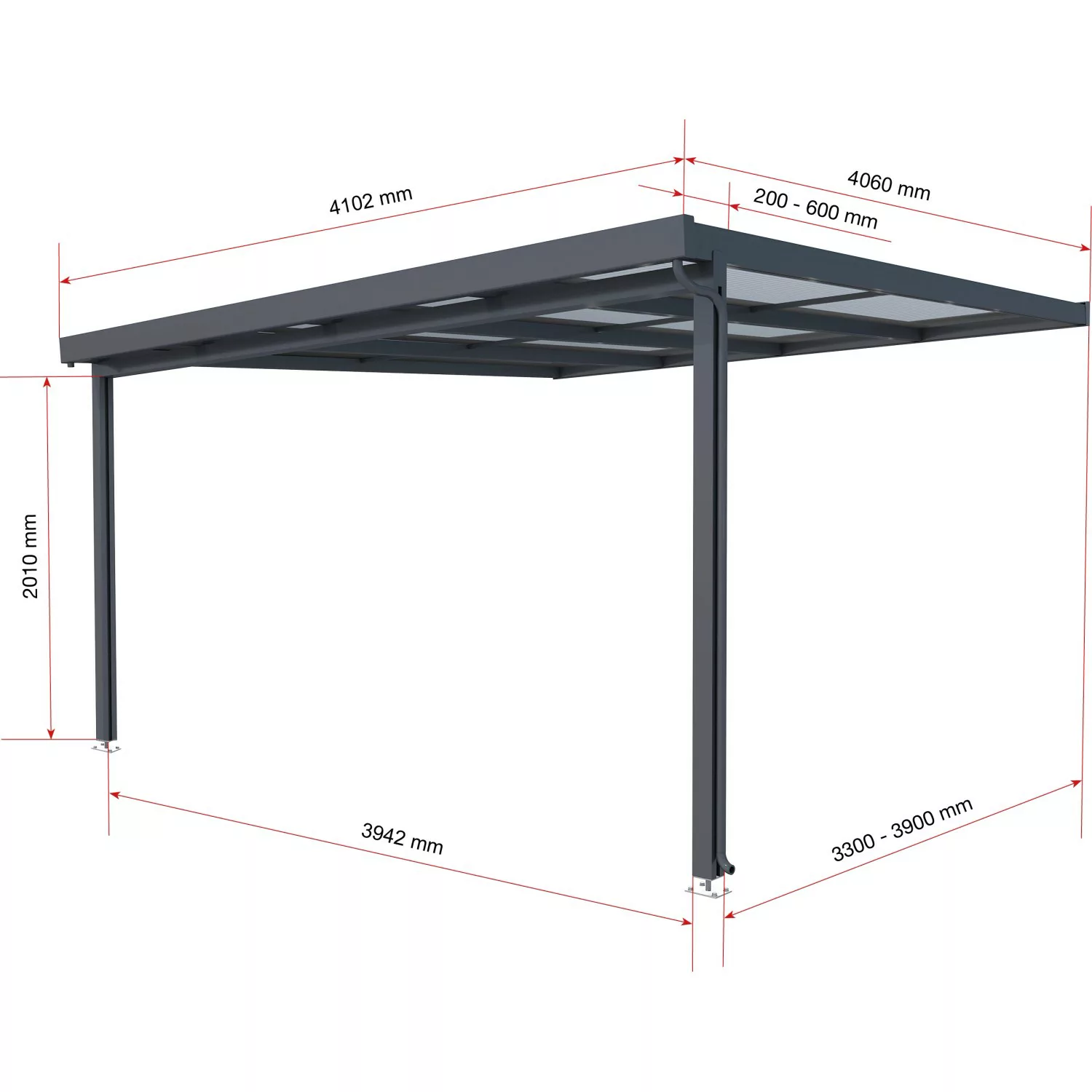 Terrassenüberdachung Premium Bausatz (BxT) 410 cm x 406 cm Anthrazit günstig online kaufen