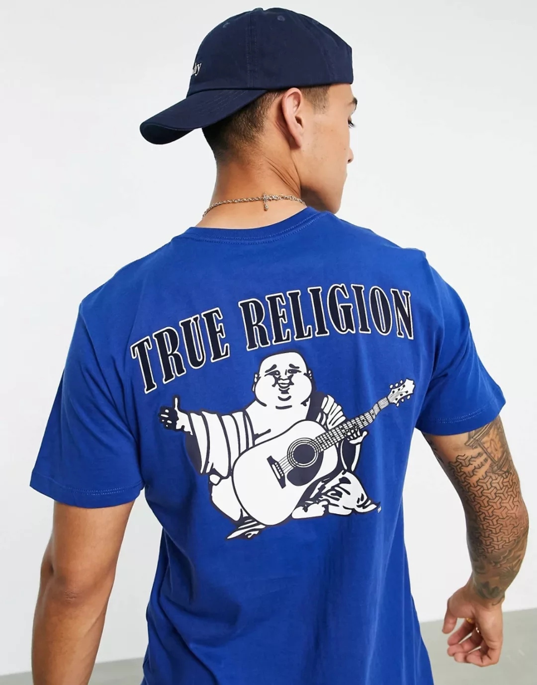 True Religion – Buddha – T-Shirt mit Rundhalsausschnitt und Logo-Blau günstig online kaufen