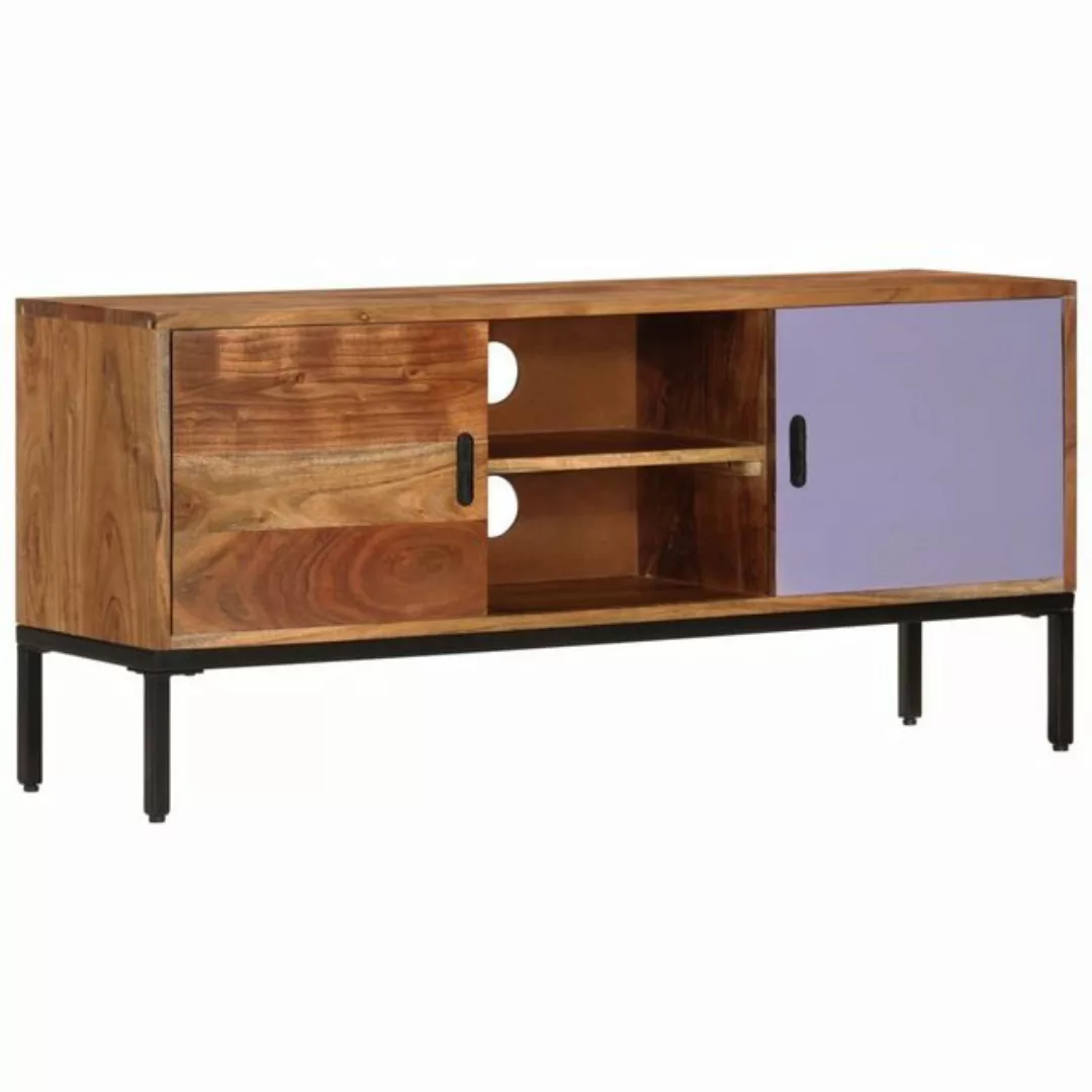 furnicato TV-Schrank Honigbraun und Grau 110x30x50 cm Massivholz Akazie günstig online kaufen