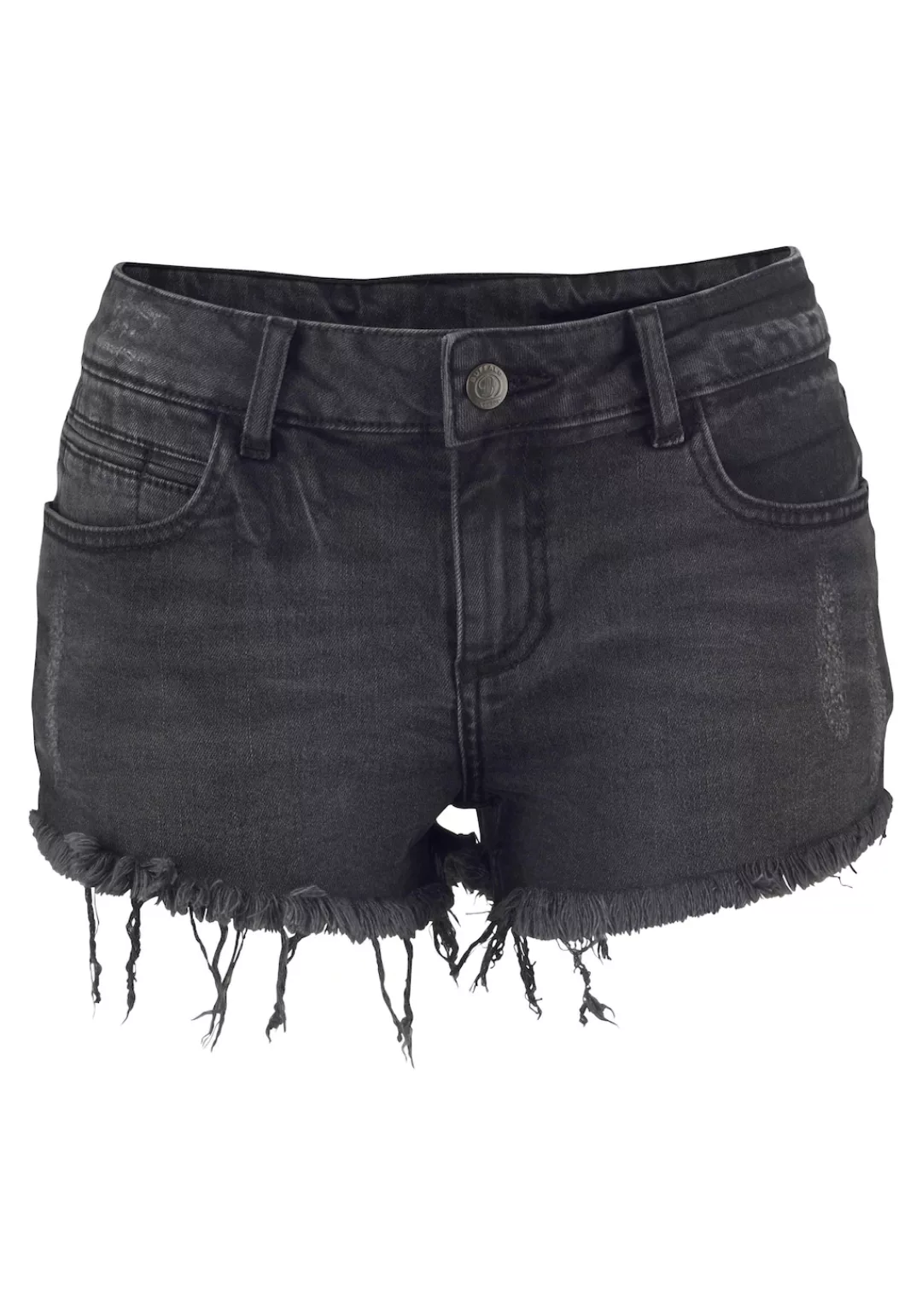 Buffalo Jeanshotpants mit Fransen am Saum, Shorts aus elastischer Baumwolle günstig online kaufen