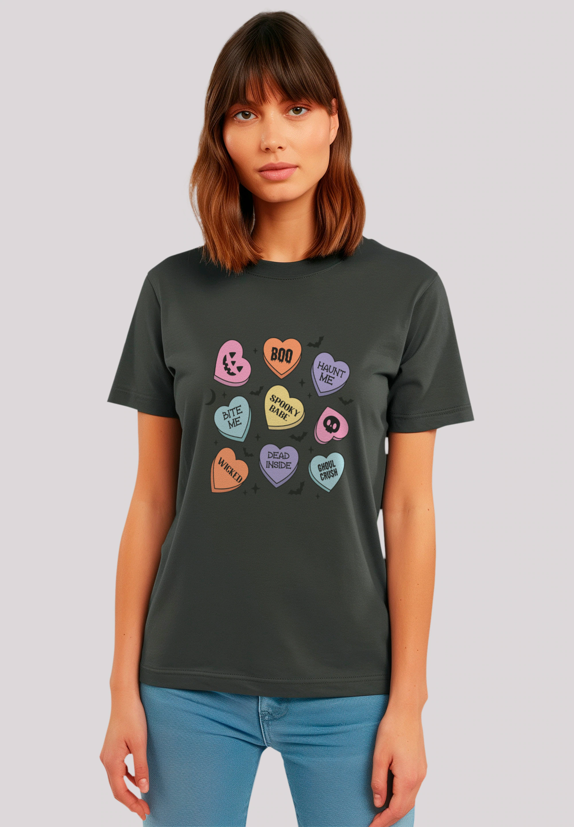 F4NT4STIC T-Shirt "Retro Halloween Heart Candy Bats", Premium Qualität, Uni günstig online kaufen