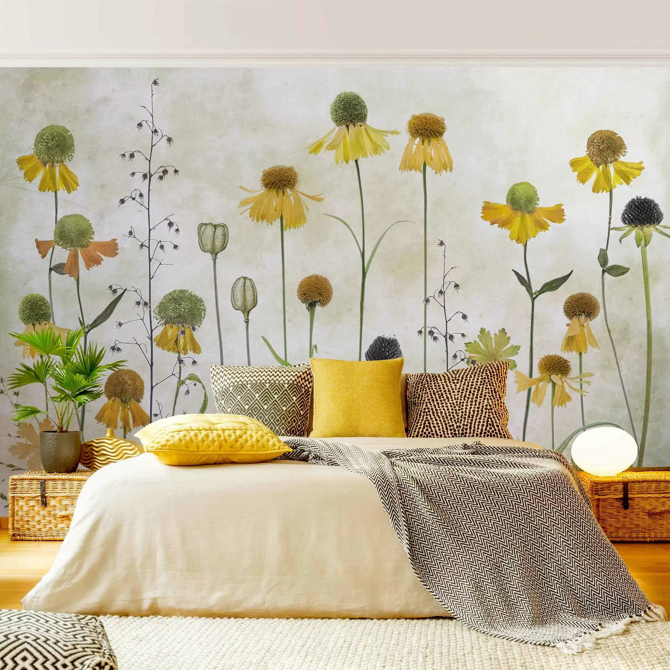 Bilderwelten Vliestapete Zarte Helenium Blüten creme Gr. 192 x 192 günstig online kaufen
