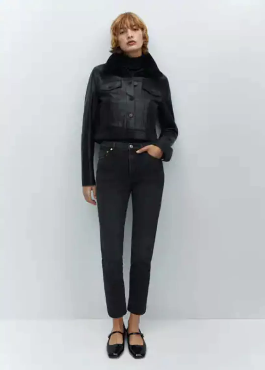 Coated-Slim-Jeans in Cropped-Länge günstig online kaufen